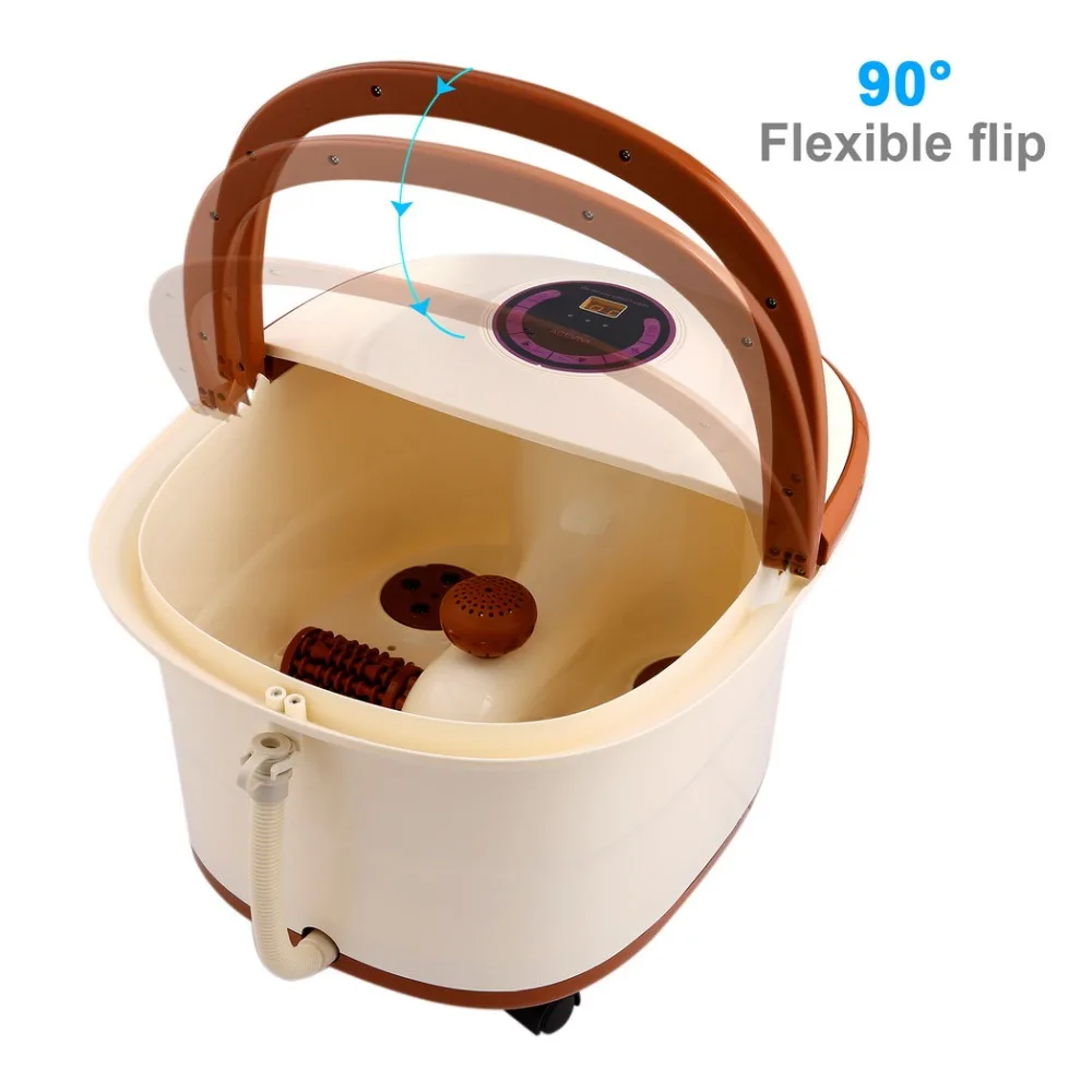 

Portable LCD Digital Display Foot Spa Bath Massager Automatic Massage Rollers Heat Adjustable Temperature Control Wheels