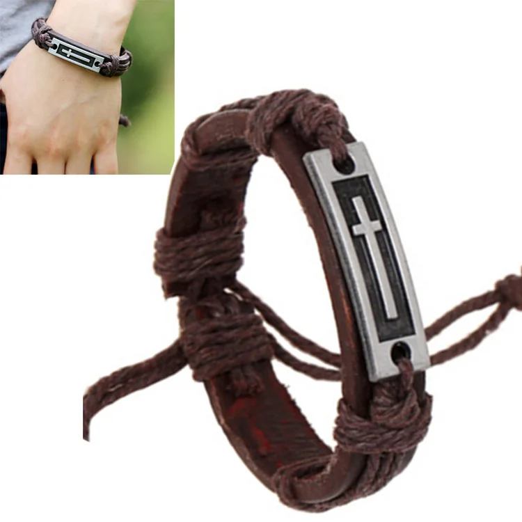 Vintage Punk Style Religious Cross Genuine Leather Bangle Wristband Cool European Hologram Bracelets For Women Men
Vintage Punk Style Religious Cross Genuine Leather Bangle Wristband Cool European Hologram Bracelets For Women Men