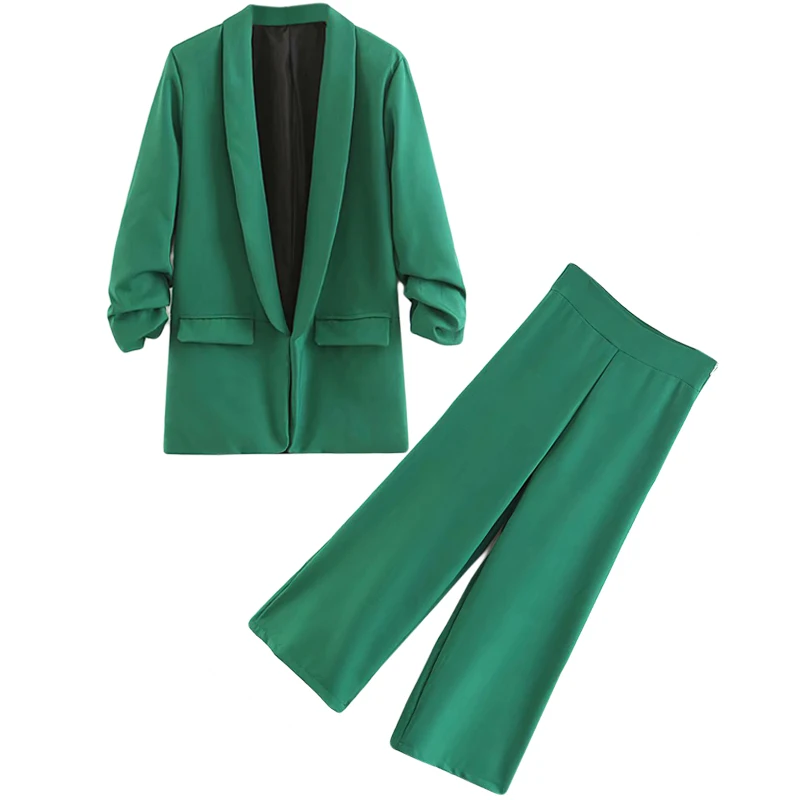 Set women's fashion elegant OL temperament two-piece British style suit crepe casual blazer +wind high waist wide leg pants suit
Set women's fashion elegant OL temperament two-piece British style suit crepe casual blazer +wind high waist wide leg pants suit