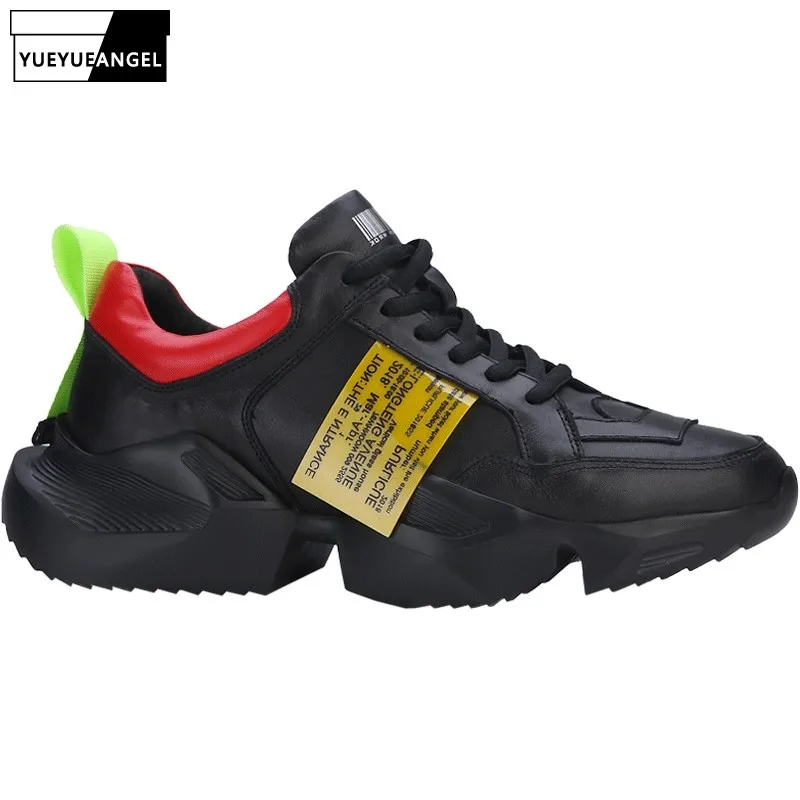 

Brand New Men Thick Platform Shoes Genuine Leather Joggers Trainers Height Increasing Lace Up Zapatillas Deportivas Tenis Shoes