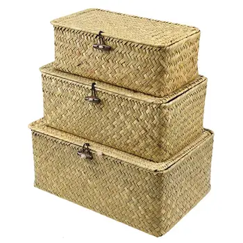 3pcs New Seaweed Woven Basket Straw Woven Debris Desktop Storage Box Hand-woven Storage Bins- Size S, M, L
3pcs New Seaweed Woven Basket Straw Woven Debris Desktop Storage Box Hand-woven Storage Bins- Size S, M, L