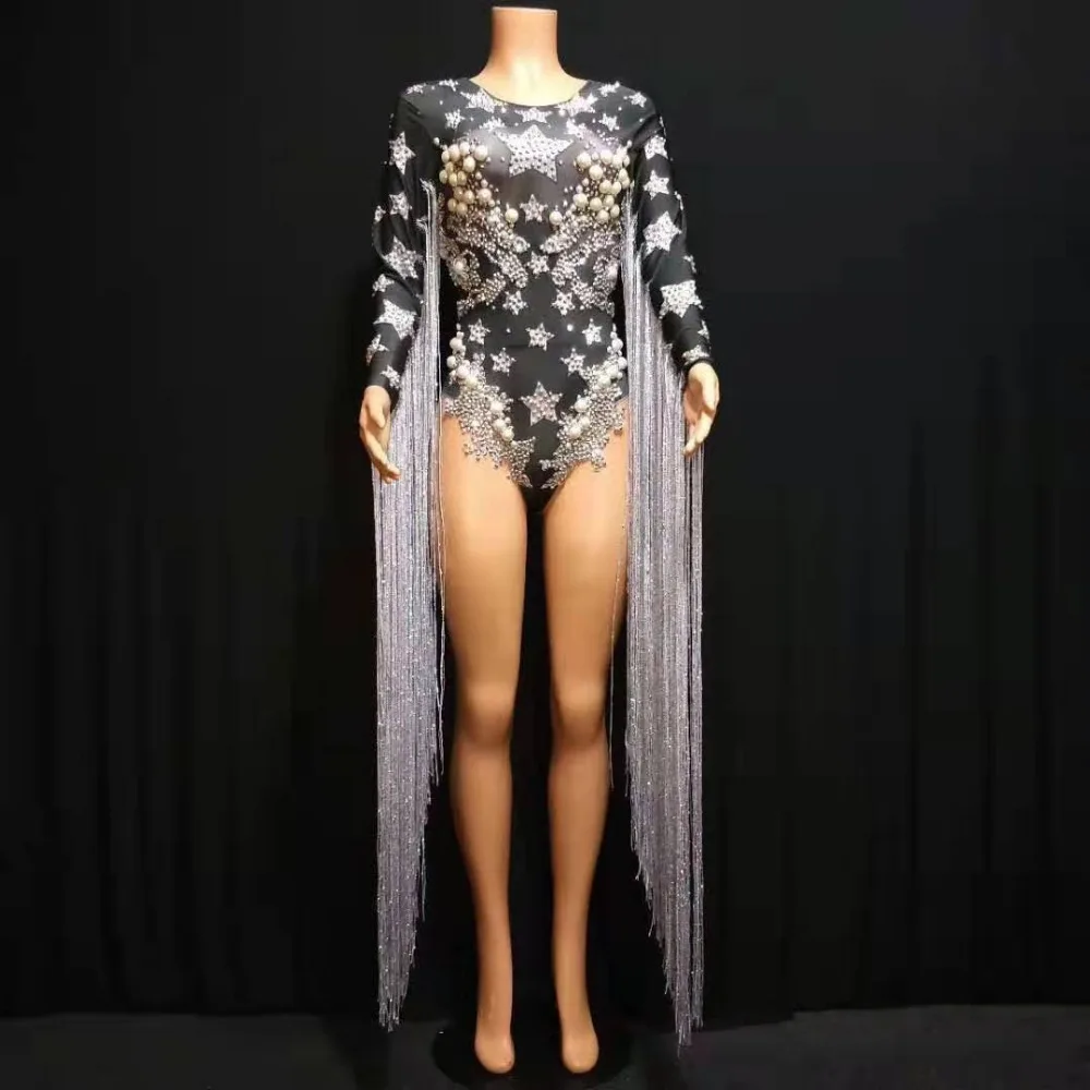 Gray Tassel Crystals pearl Bodysuit Women Stage Dance fringes Leotard Nightclub Party Female Singer Costume Celebrate Outfit 50
Gray Tassel Crystals pearl Bodysuit Women Stage Dance fringes Leotard Nightclub Party Female Singer Costume Celebrate Outfit 50