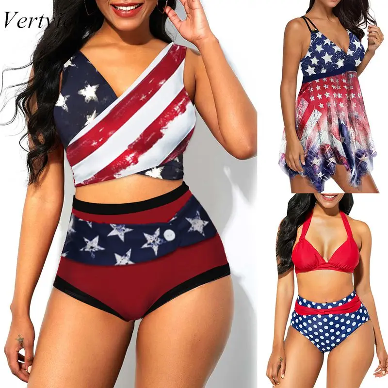 Vertvie Women American Theme Two Piece Swimsuit V- neck Tankini Set High Waist Bikini Set Tank Top with Panty 2019
Vertvie Women American Theme Two Piece Swimsuit V- neck Tankini Set High Waist Bikini Set Tank Top with Panty 2019