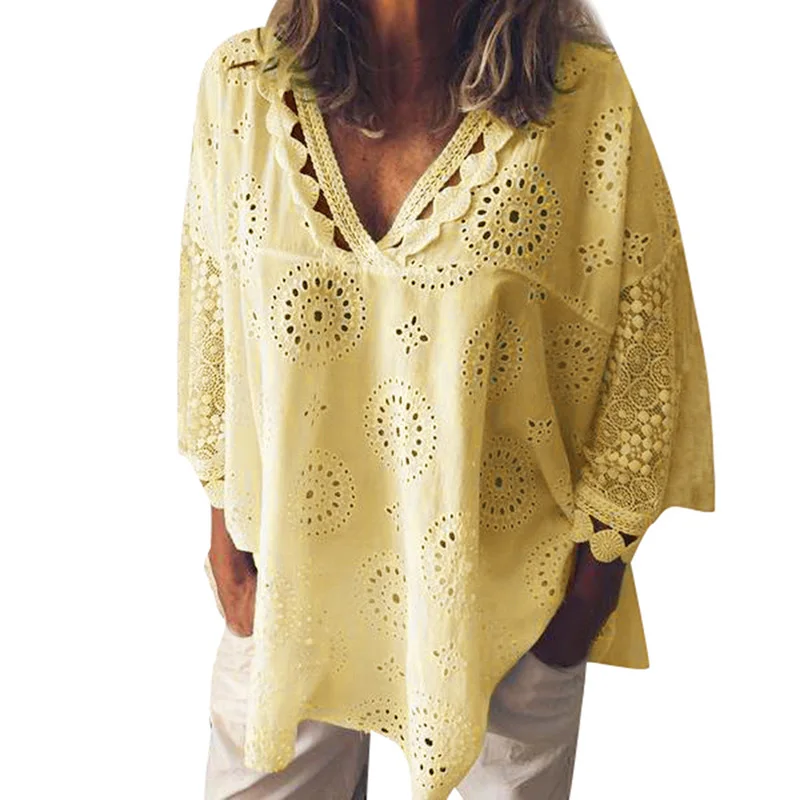 Plus Size S-5XL Women Sexy V Neck Hollow Out Elegant Solid Blouse Office Ladies Casual Lace Loose European Style Shirt SJ2802E
Plus Size S-5XL Women Sexy V Neck Hollow Out Elegant Solid Blouse Office Ladies Casual Lace Loose European Style Shirt SJ2802E