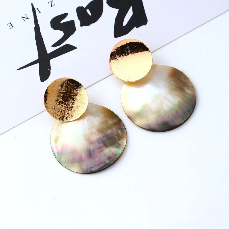 Fashion Punk Double Round Earrings Brushed Metal Geometric Round Natural Shell Drop Statement Earrings Female Jewelry
Fashion Punk Double Round Earrings Brushed Metal Geometric Round Natural Shell Drop Statement Earrings Female Jewelry
