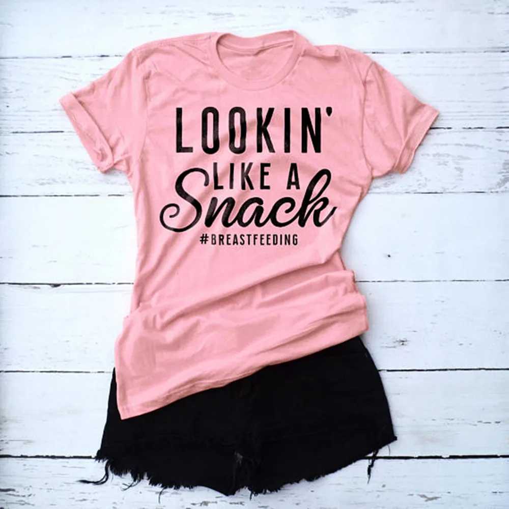 Looking Like a Snack Breastfeeding Print 2018 Women T Shirt Summer Fashion Cotton Tops Casual Short Sleeve Retro Girl T-Shirt XL
Looking Like a Snack Breastfeeding Print 2018 Women T Shirt Summer Fashion Cotton Tops Casual Short Sleeve Retro Girl T-Shirt XL