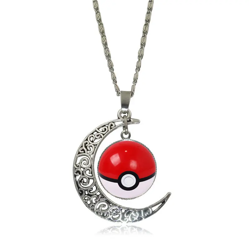 XUSHUI XJ Pokemon Pokeball Necklace Glass Cabochon Fashion Anime Jewelry Silver Crescent Moon Pendant Necklace Women Best Gift
XUSHUI XJ Pokemon Pokeball Necklace Glass Cabochon Fashion Anime Jewelry Silver Crescent Moon Pendant Necklace Women Best Gift