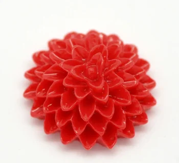 50Pcs Resin Flower Red Embellishments Cabochon Scrapbook Fashion Home Wedding Decoration Craft Resin Cabochon 15*6mm