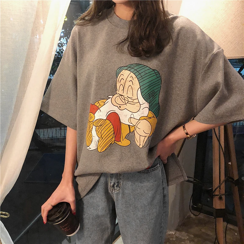 Women Summer Fashion Brand Korea Style Cartoon Print O-neck Short Sleeve T-shirt Female Student Loose Tshirts Cloth
Women Summer Fashion Brand Korea Style Cartoon Print O-neck Short Sleeve T-shirt Female Student Loose Tshirts Cloth