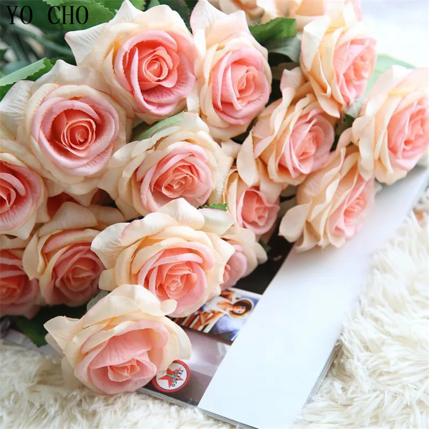 YO CHO Real Touch Silk Artificial Rose Flowers Silk Gluing Pu Fake Flower Home Decoration Wedding Party Garden Bridal Bouquet
YO CHO Real Touch Silk Artificial Rose Flowers Silk Gluing Pu Fake Flower Home Decoration Wedding Party Garden Bridal Bouquet