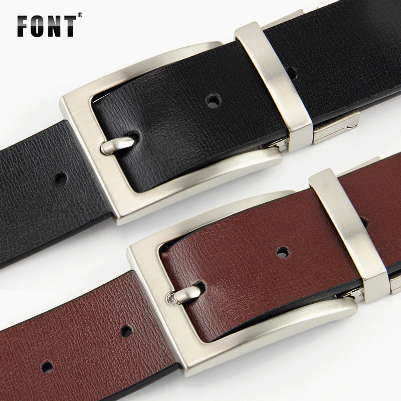 Men Reversible Buckle Belts Mens Leather Handmade Belt Hot Fashion Cowhide Black Dark Brown Color | Аксессуары для одежды