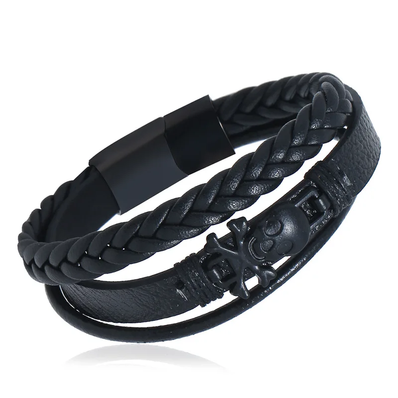 Feather Skull Black Braided Leather Cuff Bangle Male Men Bracelets Fashion Stainless Steel Magnetic Clasp Leather Bracelet
Feather Skull Black Braided Leather Cuff Bangle Male Men Bracelets Fashion Stainless Steel Magnetic Clasp Leather Bracelet