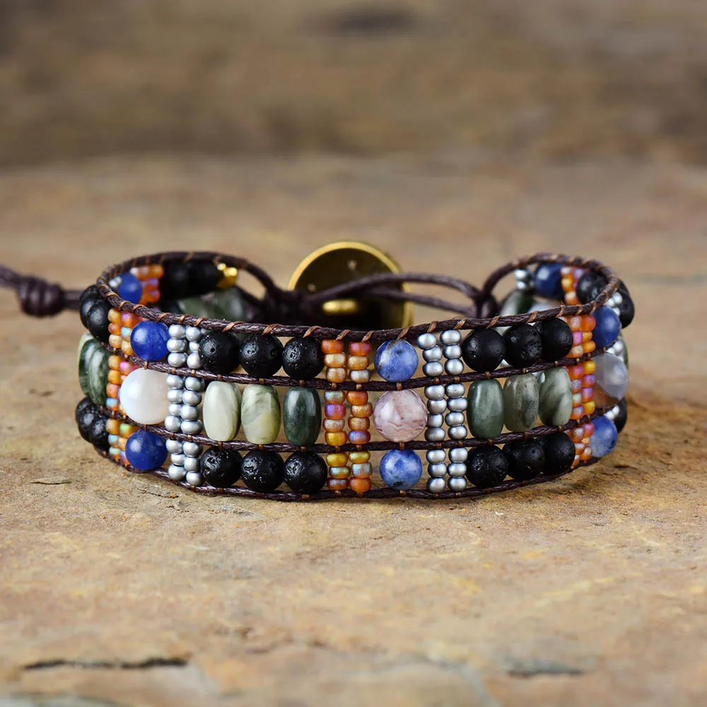 Designer Bangle Bracelets Natural Stones Lava Rock Seed Beads Bohemia Cuff Bracelets Vintage Statement Bracelet Femme Jewelry
Designer Bangle Bracelets Natural Stones Lava Rock Seed Beads Bohemia Cuff Bracelets Vintage Statement Bracelet Femme Jewelry