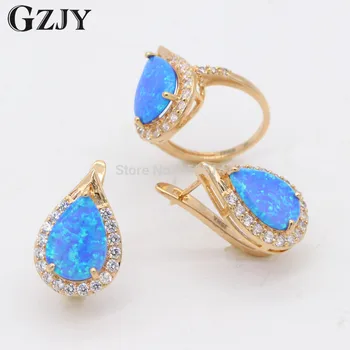 GZJY Charm Bule Fire Opal Zircon Champagne Gold Color Ring Earrings Fashion Jewelry Set For Women Engagement Jewelry
GZJY Charm Bule Fire Opal Zircon Champagne Gold Color Ring Earrings Fashion Jewelry Set For Women Engagement Jewelry