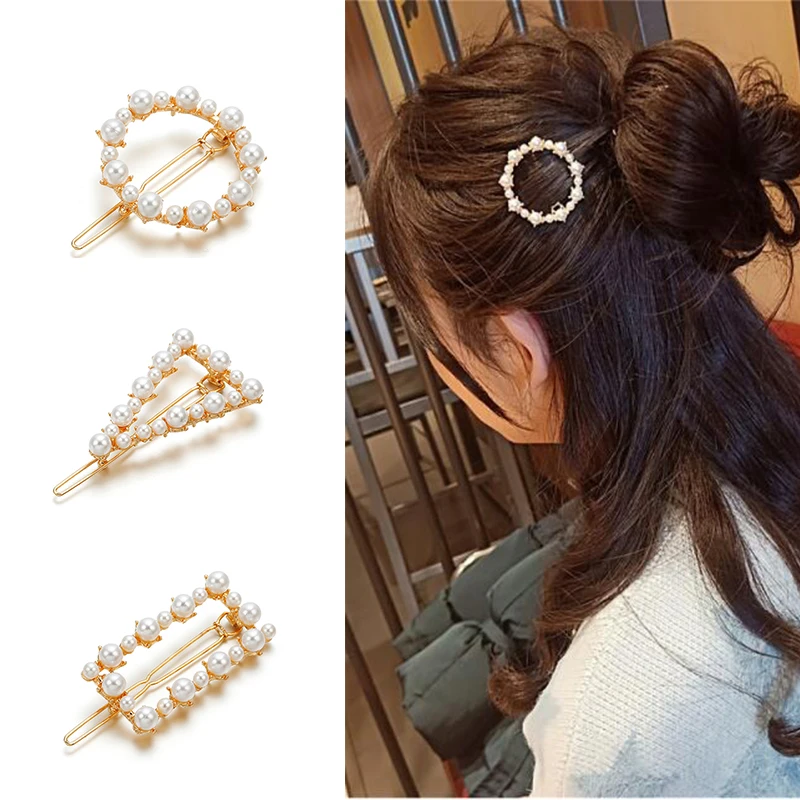 New Fashion Women Metal Pearl Hair Clip For Women Snap Hair Barrette Round Geometry Hairpin Hair Stick Styling Accessories
New Fashion Women Metal Pearl Hair Clip For Women Snap Hair Barrette Round Geometry Hairpin Hair Stick Styling Accessories