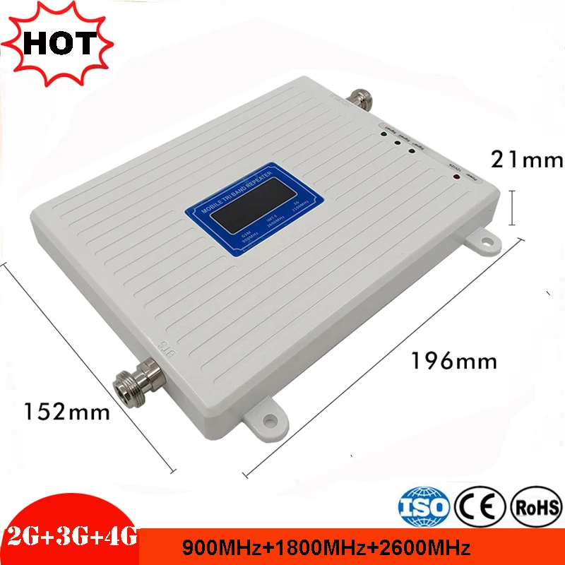 GSM 900 DCSLTE 1800 FDD LTE 2600 2G 3G 4G Triple Band Mobile Signal Repeater 70dB Gain 23dBm Signal Booster Cellular Amplifier (13)