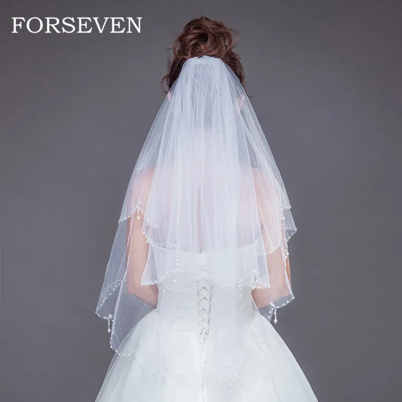 Women Pearl Bridal Veils Wedding Dress White Ivory Veil 2 Layers Tulle Rhinestone Pearl Edge Wedding Veil With Comb Accessories
Women Pearl Bridal Veils Wedding Dress White Ivory Veil 2 Layers Tulle Rhinestone Pearl Edge Wedding Veil With Comb Accessories