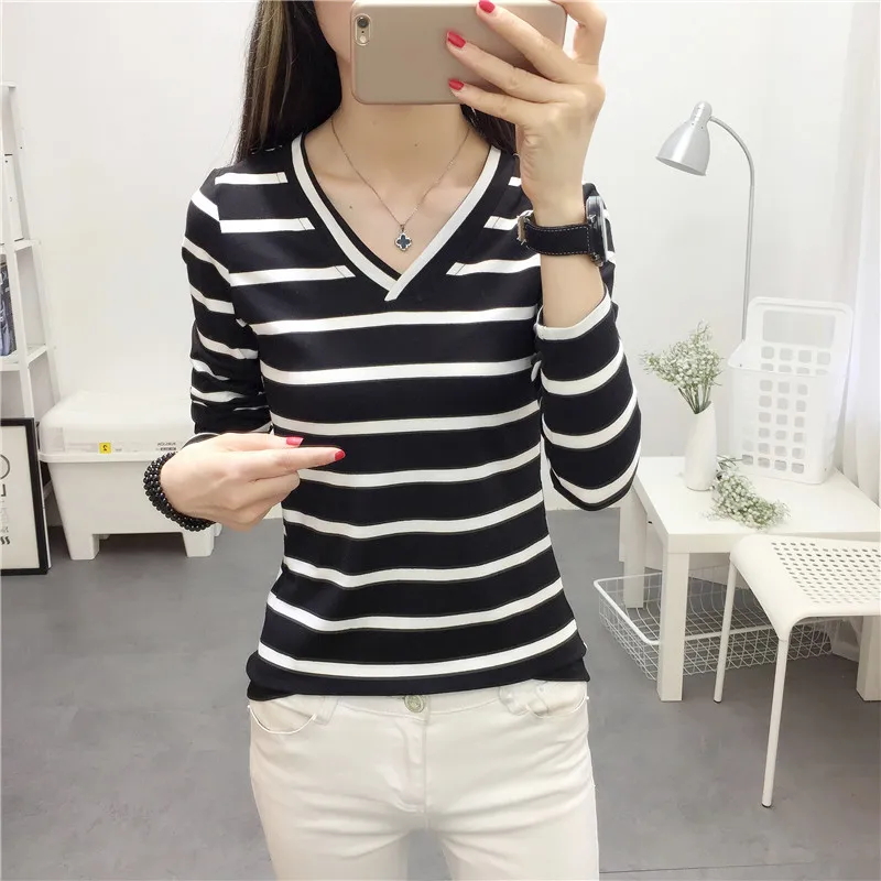 Autumn women's 2018 new striped thin slim lazy shirt female Slim casual sexy fashion home holiday long-sleeved T-shirt
Autumn women's 2018 new striped thin slim lazy shirt female Slim casual sexy fashion home holiday long-sleeved T-shirt