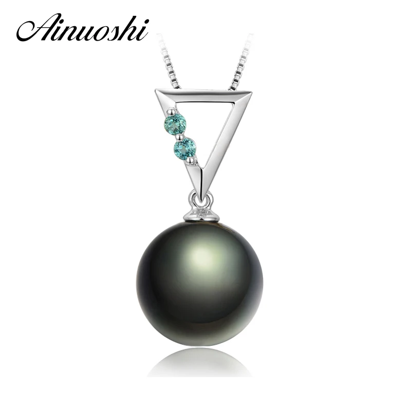AINUOSHI Natural Tahitian Black Pearl 10mm Lady Pendants 925 Sterling Silver Triangle Shaped Blue Zircon Women Necklace Pendants
AINUOSHI Natural Tahitian Black Pearl 10mm Lady Pendants 925 Sterling Silver Triangle Shaped Blue Zircon Women Necklace Pendants