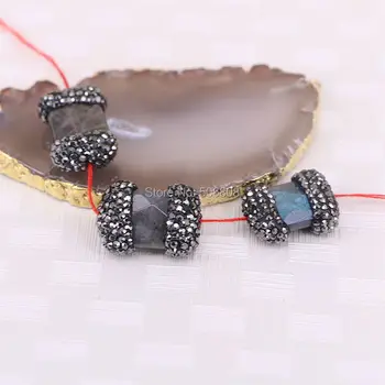 10PCS ZYZ-C9142 Nature Labradorite stone connector beads, crystal rhinestone pave gems stone loose beads
10PCS ZYZ-C9142 Nature Labradorite stone connector beads, crystal rhinestone pave gems stone loose beads
