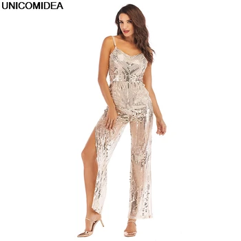 Spaghetti Strap Sequin Sexy Empire Jumpsuit Women Rompers Femme Bodysuit High Split Straight Pants Elegant Formal Party Playsuit
Spaghetti Strap Sequin Sexy Empire Jumpsuit Women Rompers Femme Bodysuit High Split Straight Pants Elegant Formal Party Playsuit
