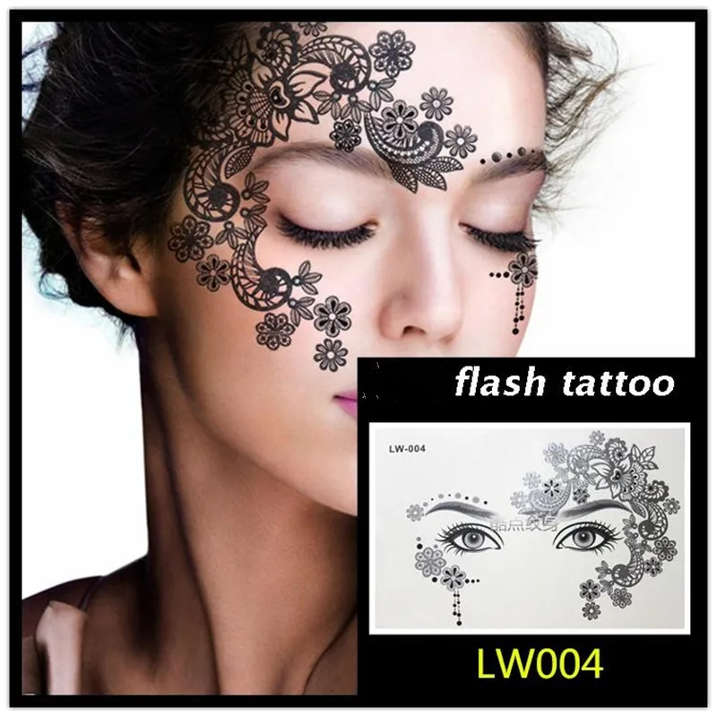 Hot sale Masquerade flash tattoo paste face temporary face stickers jewelry Arab India's large temporary tattoos makeup tattoo 6