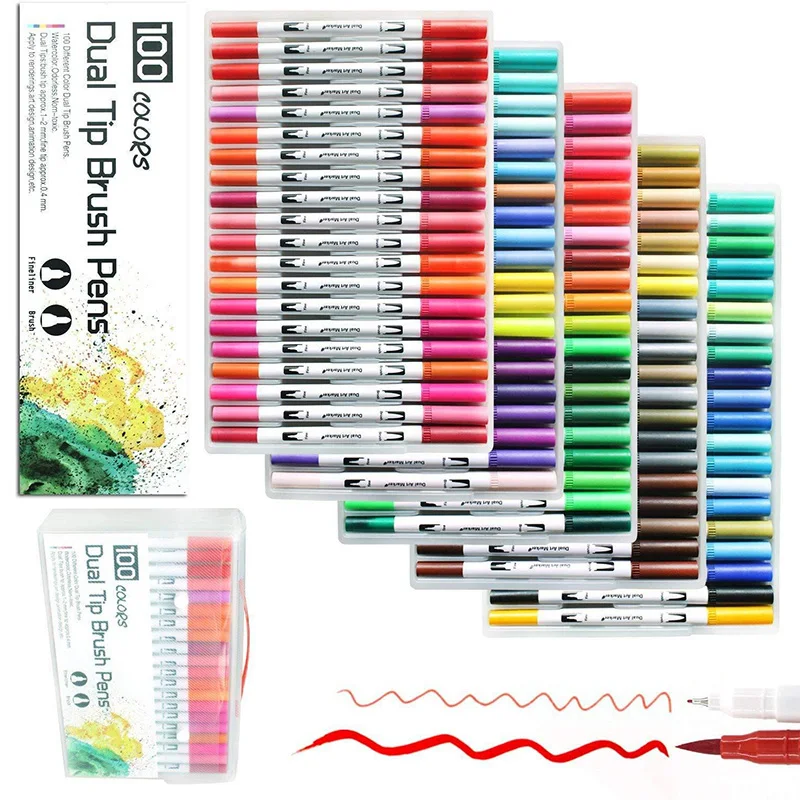 Watercolor Brush Pen Set Dual Tip Drawing Pens Marker Coloring Brushpen Sketch Watercolor Paint Markers Art Supplies
Watercolor Brush Pen Set Dual Tip Drawing Pens Marker Coloring Brushpen Sketch Watercolor Paint Markers Art Supplies