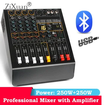 Professional 4 Channel Microphone Audio Mixer Digital Sound Mixing Amplifier Karaoke Mixer With Bluetooth USB 48V Phantom Power
Professional 4 Channel Microphone Audio Mixer Digital Sound Mixing Amplifier Karaoke Mixer With Bluetooth USB 48V Phantom Power