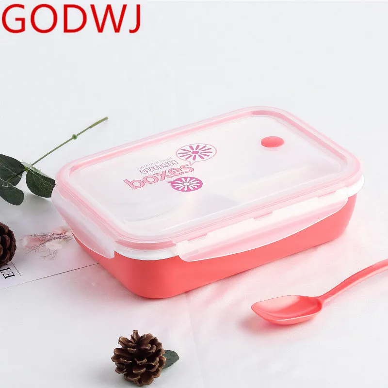 GODWJ Japanese Cute Food Grade Plastic Microwaveable Lunch Box Children Cartoon Portable Kids Picnic Bento Container | Дом и сад