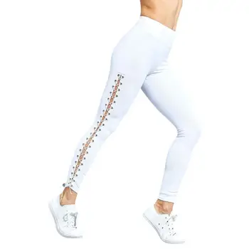Women Casual Leggings Fitness Leggings Fitness Pants Elastic Leggings Mid Waist Eyelet Strap White Black
Women Casual Leggings Fitness Leggings Fitness Pants Elastic Leggings Mid Waist Eyelet Strap White Black