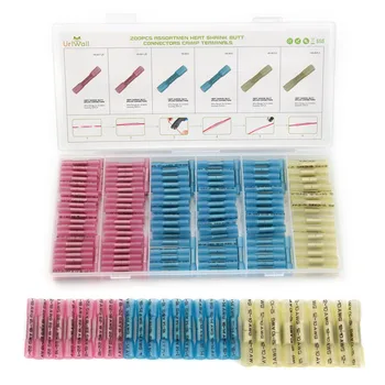 200PCS Heat Shrink Butt Connectors PE+Copper AWG 22-10 Assortment Splice Connectors Crimp Terminals Kit