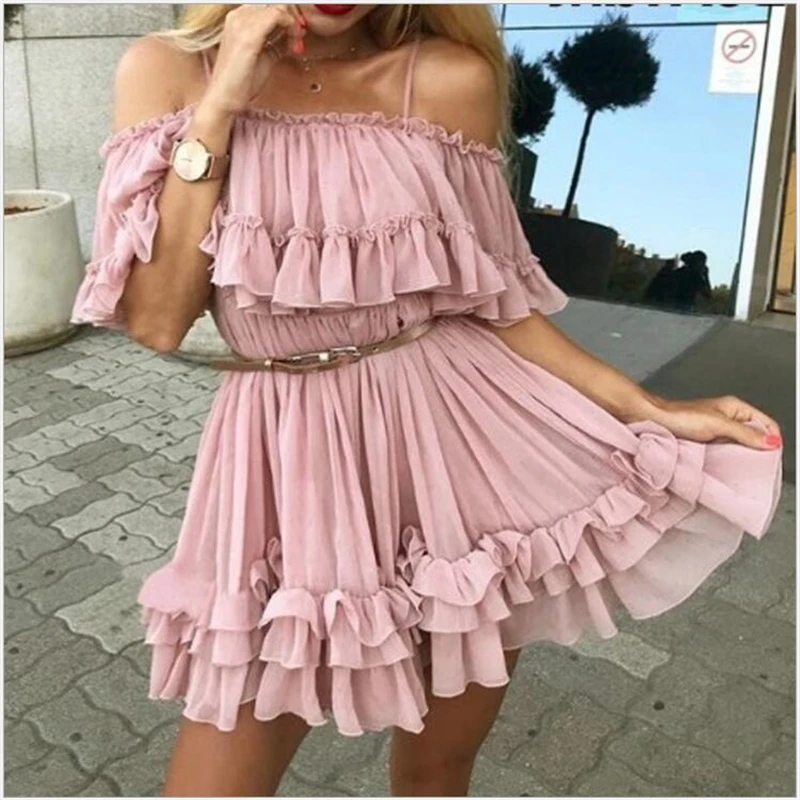Off shoulder ruffle women dress casual Vestidos elegant pleated summer chiffon dress 2019 sexy mini beach dress 138
Off shoulder ruffle women dress casual Vestidos elegant pleated summer chiffon dress 2019 sexy mini beach dress 138