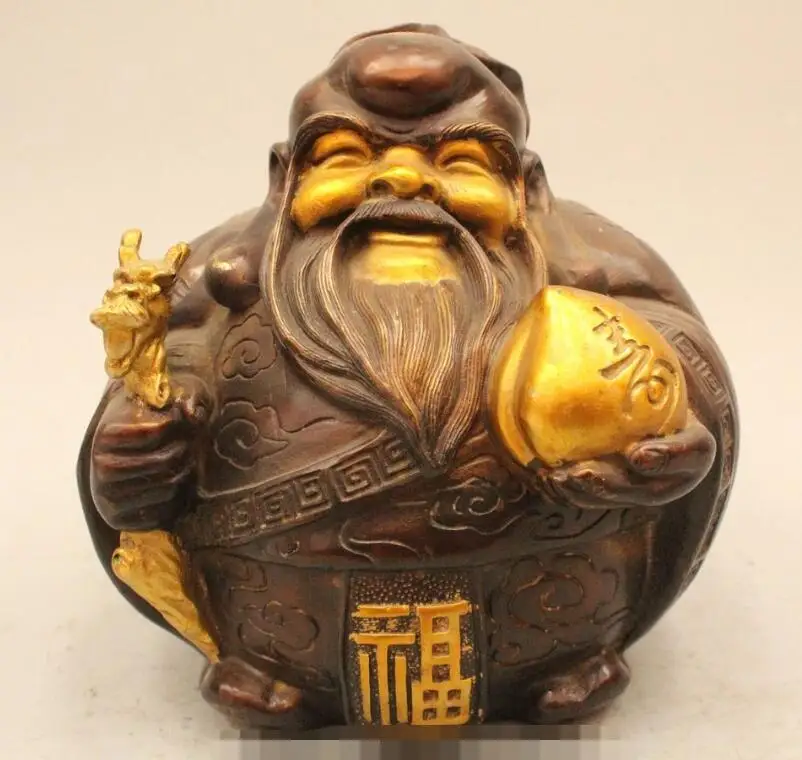 S03108 7" Chinese Fengshui Folk Bronze Gild longevity Peach Soil Grandfather Statue (B0413)
S03108 7" Chinese Fengshui Folk Bronze Gild longevity Peach Soil Grandfather Statue (B0413)