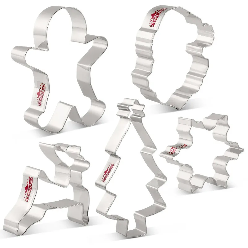 KENIAO Christmas Cookie Cutter Set - 5 Piece - Snowflake, Christmas Tree, Gingerbread Man, Santa Face, Leaping Reindeer Cutter
KENIAO Christmas Cookie Cutter Set - 5 Piece - Snowflake, Christmas Tree, Gingerbread Man, Santa Face, Leaping Reindeer Cutter