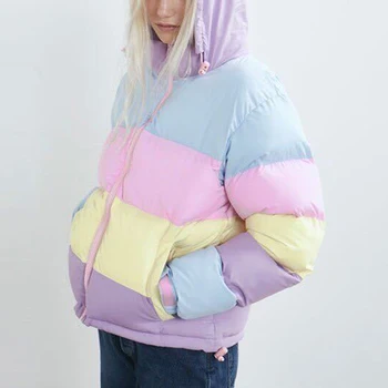 Women Rainbow Stripe Patchwork Hooded Parkas Spring Winter Female Fashion Outwear Lady Warm 2019 Thick Solid Zipper Jacket Coat
Women Rainbow Stripe Patchwork Hooded Parkas Spring Winter Female Fashion Outwear Lady Warm 2019 Thick Solid Zipper Jacket Coat