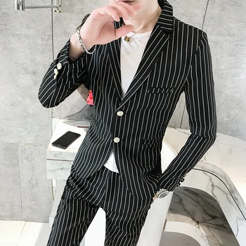 Spring and Autumn Men Dresses Two Piece Slim Design Stripes Men Blazers & Pants Asian Sizes S M L XL XXL XXXL
Spring and Autumn Men Dresses Two Piece Slim Design Stripes Men Blazers & Pants Asian Sizes S M L XL XXL XXXL