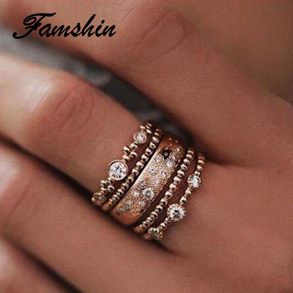 FAMSHIN 5PCS/Set Fashion Women Lady Rose Gold Metal Rhinestone Crystal Elegant Rings Wave Shape Ring Set Jewelry Size
FAMSHIN 5PCS/Set Fashion Women Lady Rose Gold Metal Rhinestone Crystal Elegant Rings Wave Shape Ring Set Jewelry Size