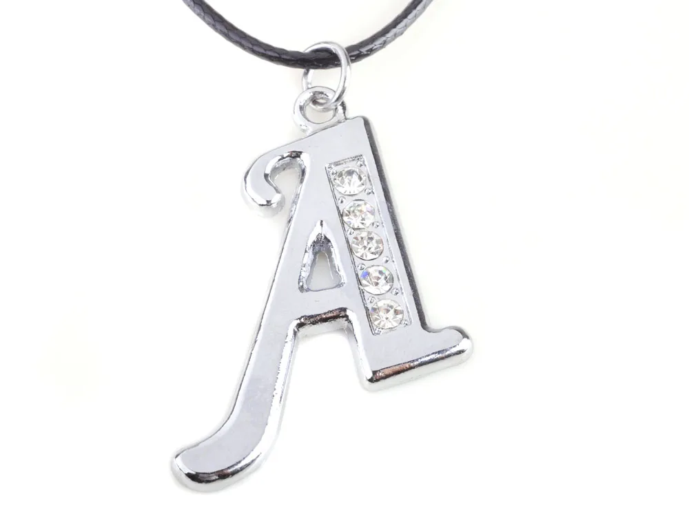 New Fashion Silver Crystal Letter Necklace For Women/Men Black Leather Rope 26 Letters Pendant Necklace Rope Chain
New Fashion Silver Crystal Letter Necklace For Women/Men Black Leather Rope 26 Letters Pendant Necklace Rope Chain