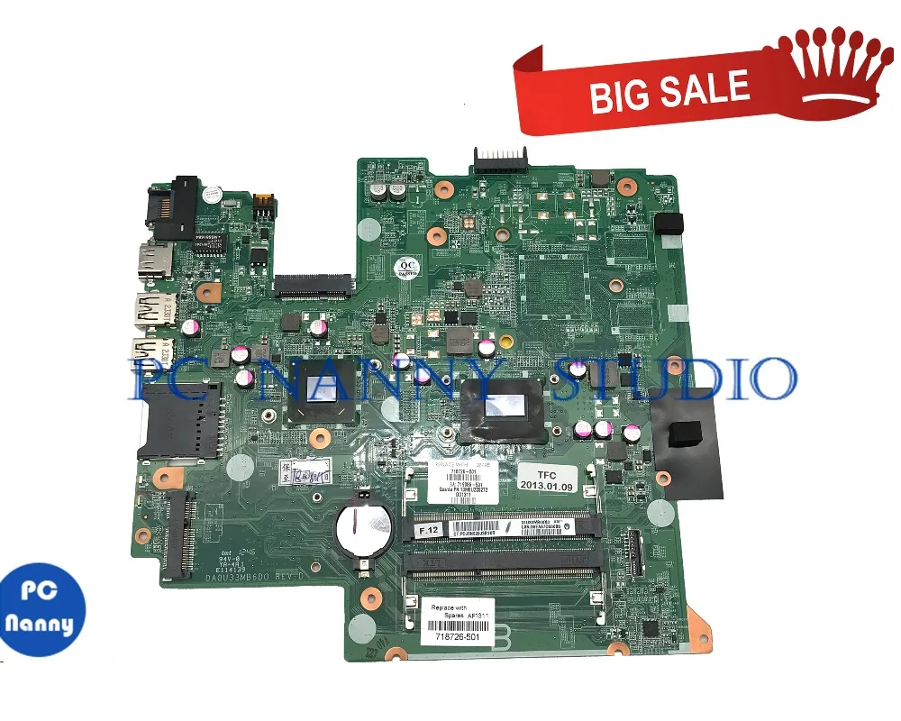 PCNANNY 718726-501 718726-001 For HP PAVILION 14-B laptop motherboard I3-3227U DA0U33MB6D0 tested