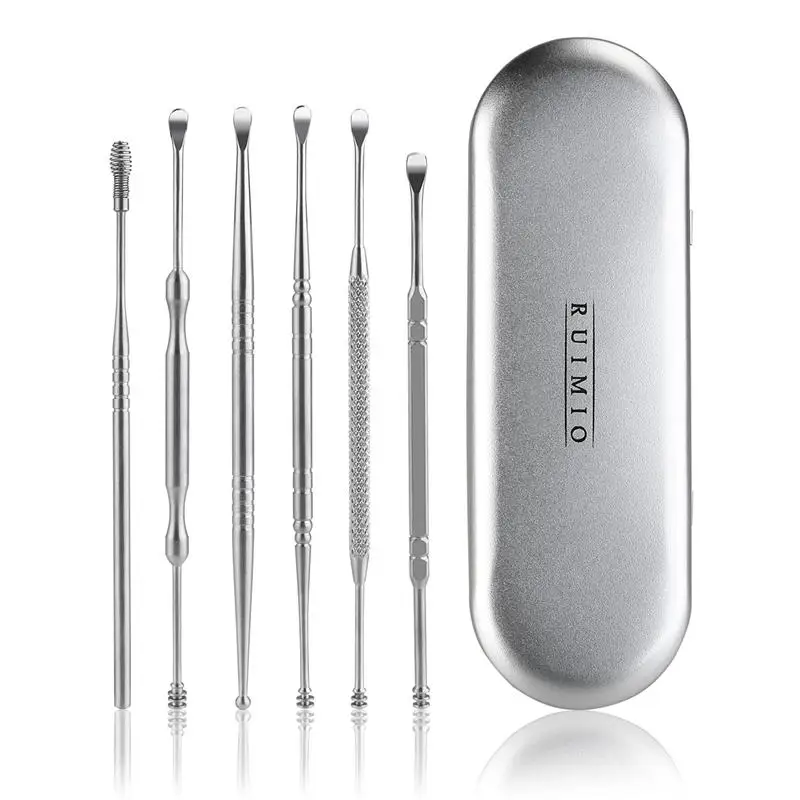 RUIMIO 6pcs Ear Curette Earwax Removal Ear Pick with Storage Box Silver Earpick Remover Cleaner Health and Personal Care Tools
RUIMIO 6pcs Ear Curette Earwax Removal Ear Pick with Storage Box Silver Earpick Remover Cleaner Health and Personal Care Tools