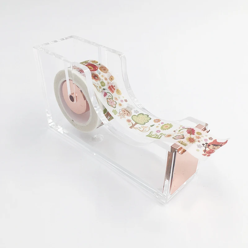 Clear Acrylic Rose Gold Stationery Washi Tape Dispenser Packing Adhesive Band Cutter for Tape Office School Supplies
Clear Acrylic Rose Gold Stationery Washi Tape Dispenser Packing Adhesive Band Cutter for Tape Office School Supplies