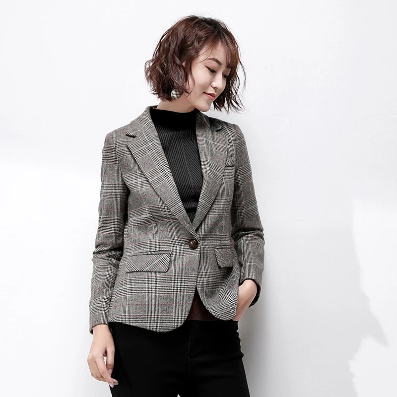 Leisure suit female autumn and winter 2019 Slim was thin one button short coat Korean version of plaid woolen suit
Leisure suit female autumn and winter 2019 Slim was thin one button short coat Korean version of plaid woolen suit