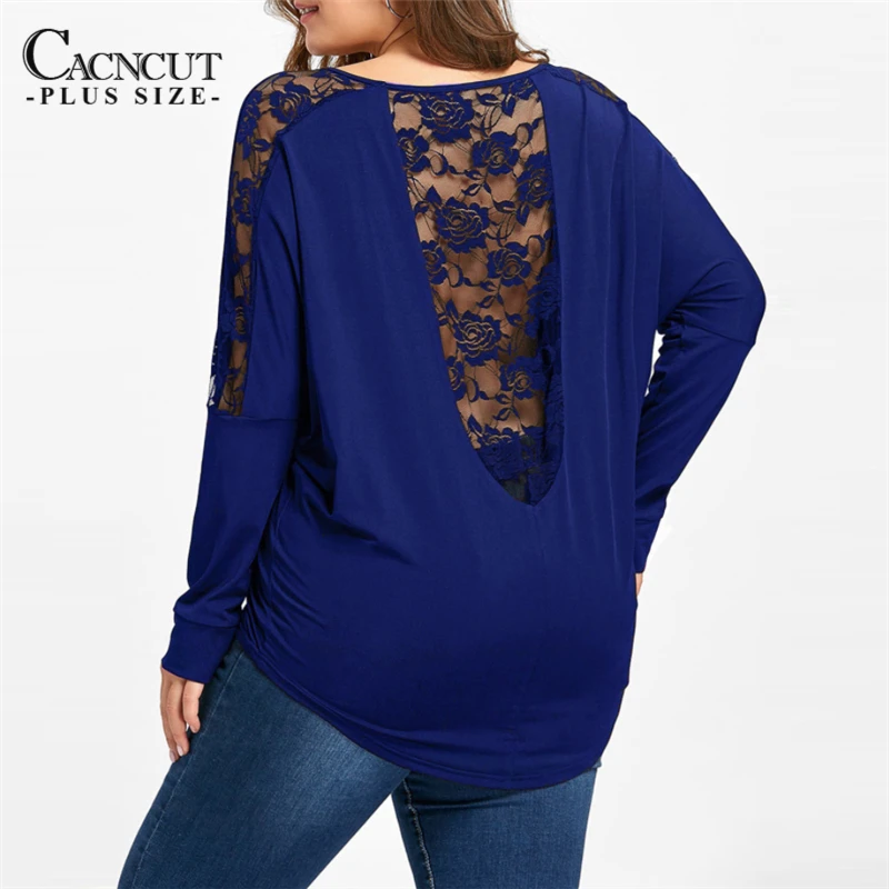 2018 New Casual Plus Size Women T-shirt Long Sleeve Sexy Back Hollow Out Lace Patchwork Tops Spring Black 4XL 5XL Big Size Shirt
2018 New Casual Plus Size Women T-shirt Long Sleeve Sexy Back Hollow Out Lace Patchwork Tops Spring Black 4XL 5XL Big Size Shirt