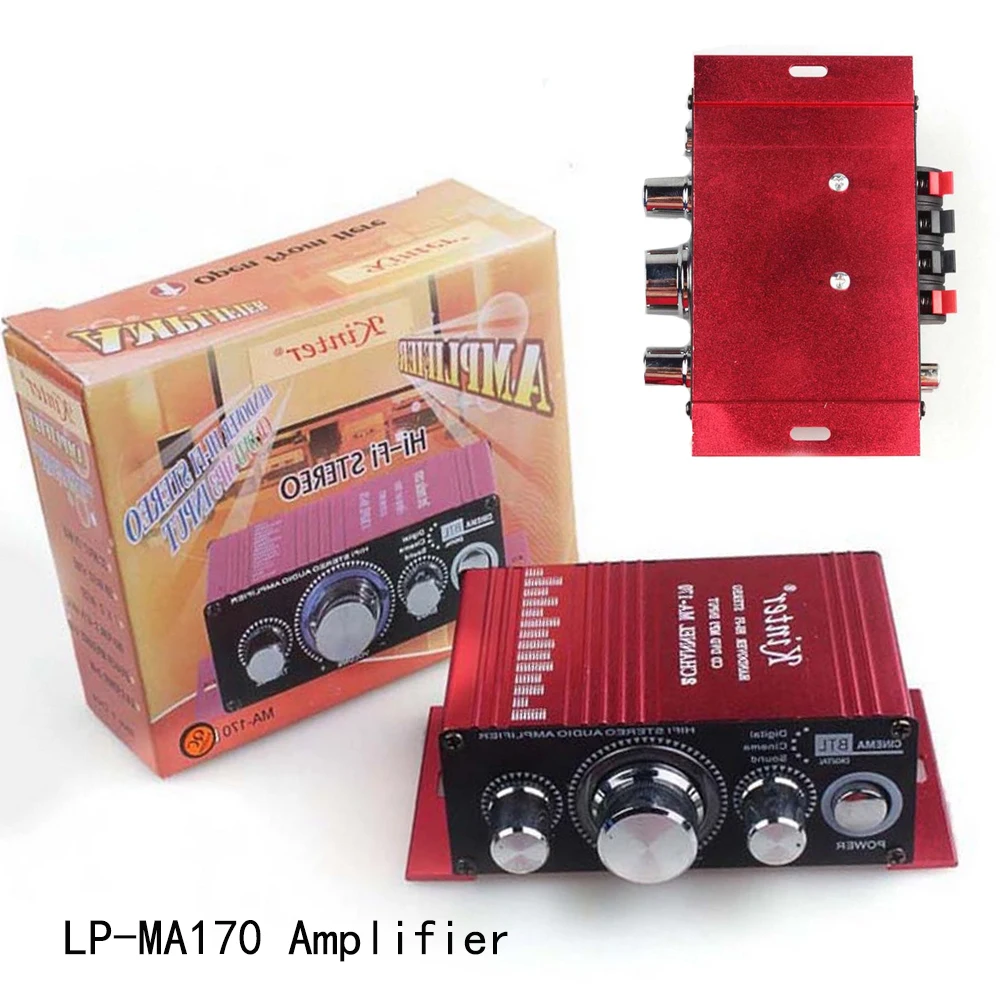 

LP-MA170 Amplifier Stereo Connection Car Audio Hi-Fi Digital MP3 Low Distortion 12V Mini 2*20W Loudspeaker Red RCA 2 Channel