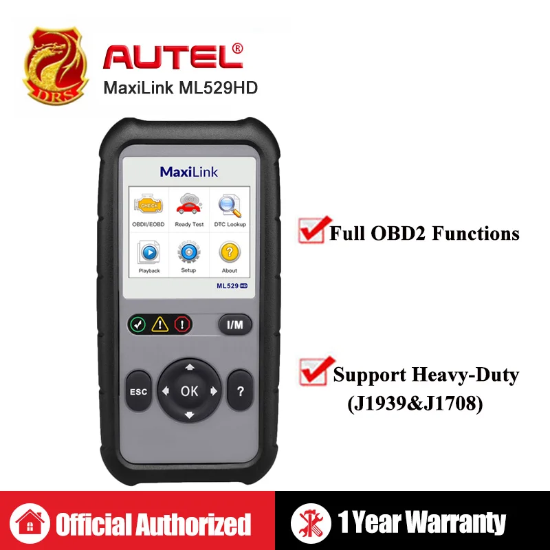 Autel MaxiLink ML529HD Car Diagnostic Tool Full EOBD OBD2 Scanner Automotive Support Heavy Duty Verhicles OBDII Auto Code Reader
Autel MaxiLink ML529HD Car Diagnostic Tool Full EOBD OBD2 Scanner Automotive Support Heavy Duty Verhicles OBDII Auto Code Reader