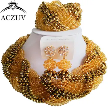 ACZUV Latest Golden Chamapgne Gold Elegant Jewelry Sets Twisted Beads African Necklace Nigerian Wedding Accessories A12R011
ACZUV Latest Golden Chamapgne Gold Elegant Jewelry Sets Twisted Beads African Necklace Nigerian Wedding Accessories A12R011