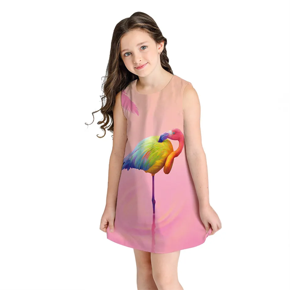 Kids Sleeveless Dresses 2019 Summer Big Girls 3D Digital Flamingo Peacock Swan Bird Colorful Print A-line Dress Children Dresses
Kids Sleeveless Dresses 2019 Summer Big Girls 3D Digital Flamingo Peacock Swan Bird Colorful Print A-line Dress Children Dresses