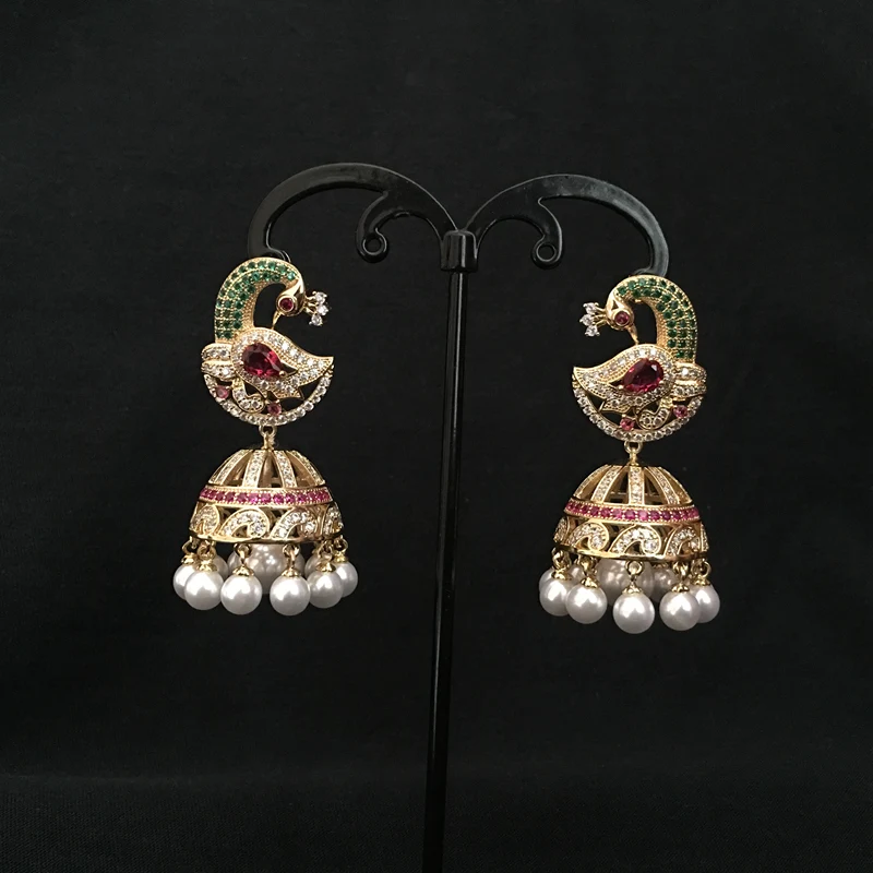 Серьги из индийского болливуда и жемчуга Jhumka искусственный жемчуг позолоченный