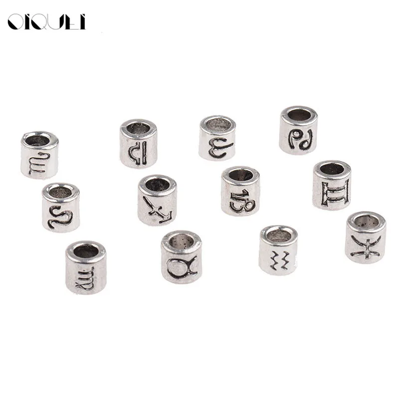 OIQUEI 10Pcs/Lots Mixed Antique Silver Color Zodiac Cylindrical Beads Big Hole Spacer Beads For DIY Bracelet Jewelry Making
OIQUEI 10Pcs/Lots Mixed Antique Silver Color Zodiac Cylindrical Beads Big Hole Spacer Beads For DIY Bracelet Jewelry Making