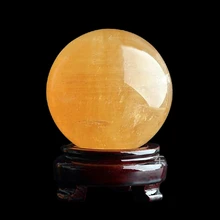 40mm raro amarelo natural pedras feng shui bola de cristal e minerais âmbar crus quartzo cristais estatuetas bola presentes transporte da gota(China)